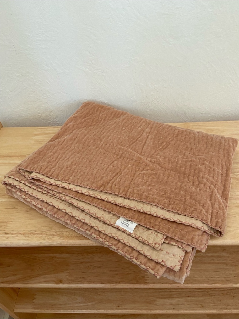 Creative Co-Op Quilted Cotton Velvet Throw Blanket pink